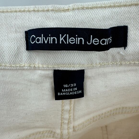 NWT CALVIN KLEIN Cotton High Rise 90s Fit Straight Leg Ecru Jeans Size 16 33 - Picture 10 of 11